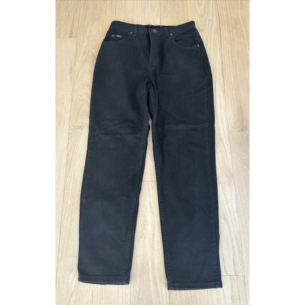 VTG 90s Lee Jeans Relaxed Fit Black Tapered Mom 31" inseam Denim USA Sz 10S